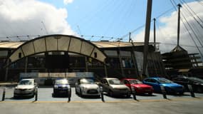 Un parking devant l'Etihad Stadium, à Manchester.