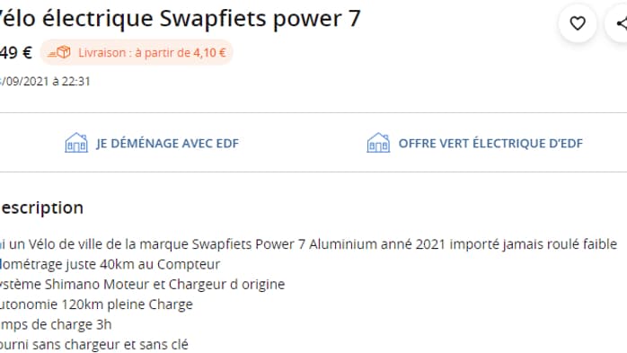 Un vélo neuf pas cher vendu sans chargeur ni clé, c'est une arnaque
