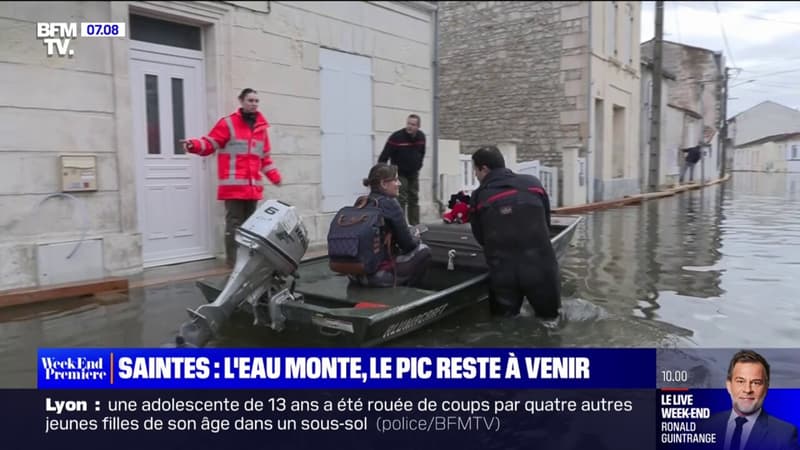 Inondations: à Saintes, le pic de la crue reste à venir