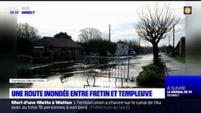 Nord: une route inondée entre Fretin et Templeuve