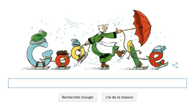 Le doodle du jour, hommage à Bécassine, qui fête le 2 février ses 110 ans.