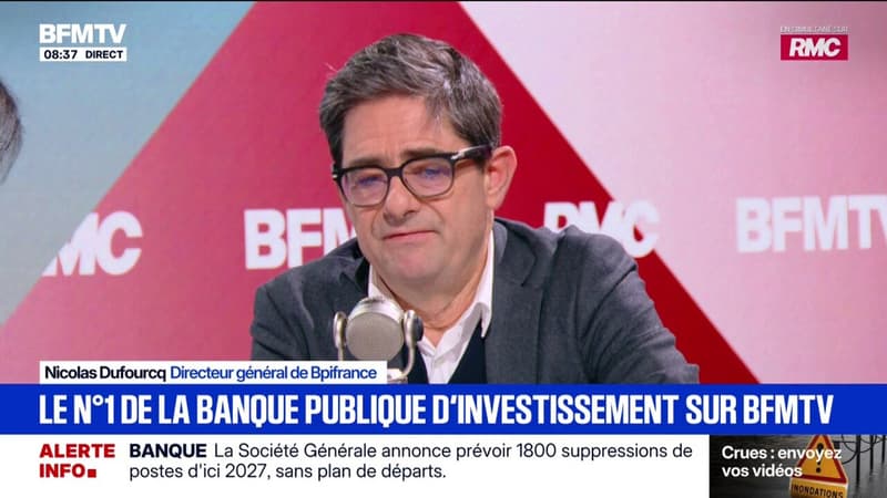 "Je peux comprendre qu'il y ait besoin de moins de personnes physiques": Nicolas Dufourcq, directeur général de Bpifrance, réagit à la suppression de 1.800 postes à la Société Générale