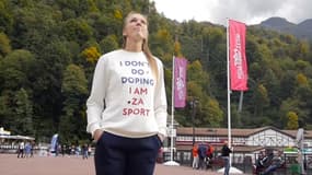 Nadezhda Sergeeva portait un t-shirt "Je ne me dope pas"