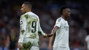 Kylian Mbappé et Vinicius Jr avec le Real Madrid, le 5 avril 2025