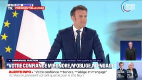 Emmanuel Macron: "Je remercie Anne Hidalgo, Yannick Jadot, Valérie Pécresse et Fabien Roussel qui m'ont, dès ce soir, apporté leur soutien"