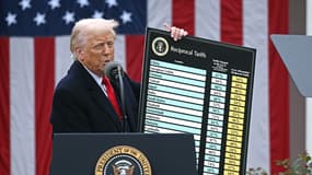 Donald Trump à la Maison Blanche le 2 avril lors de l'annonce des droits de douane "réciproques". 