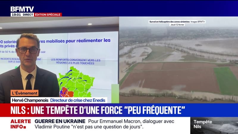 Tempête Nils: 550.000 foyers toujours privés d'électricité, annonce Hervé Champenois, directeur de crise chez Enedis