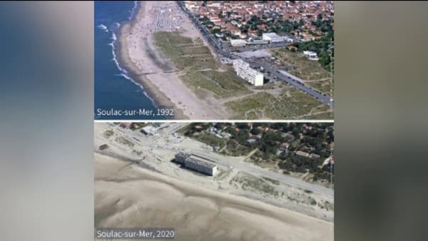 L'érosion du littoral en 20 vingt ans à Soulac-sur-Mer.