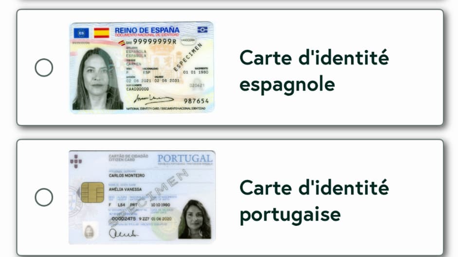L'application propose une option pour ceux qui ne sont pas détenteurs d'une pièce d'identité française. L'application propose une option pour ceux qui ne sont pas détenteurs d'une pièce d'identité française.