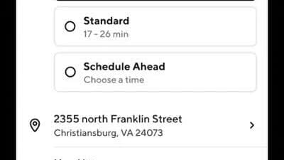 L'option de livraison par dronebsur l'application Doordash.