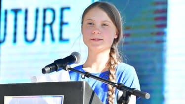 La militante Greta Thunberg assiste à une manifestation sur le climat à Los Angeles, le 1er novembre 2019