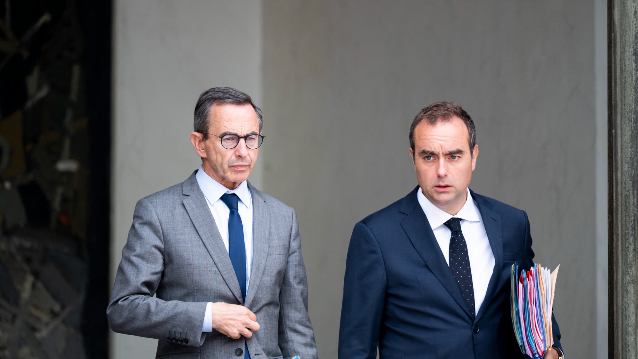 Bruno Retailleau et Sébastien Lecornu  à Paris le 16 juillet 2025