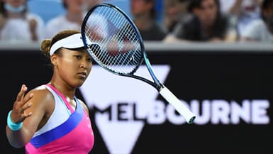 Naomi Osaka pendant son match contre Amanda Anisimova à l'Open d'Australie