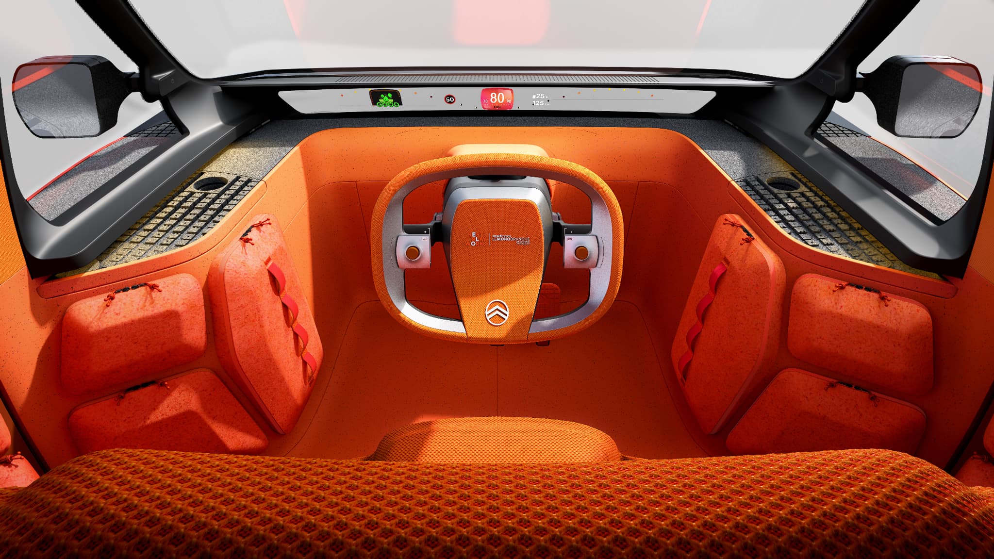 Le poste de conduite central du concept Citroën ELO.