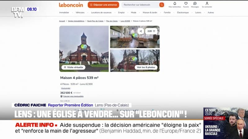 À Lens, une église a été mise en vente à 360.000 euros sur Leboncoin