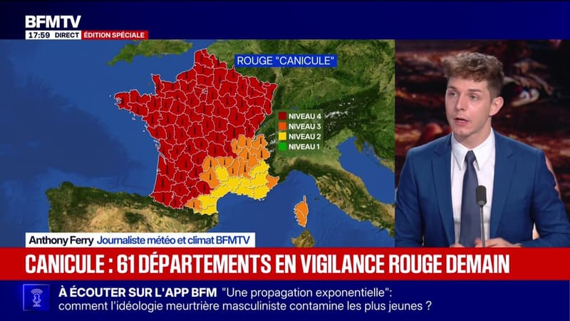 Canicule: 61 départements en vigilance rouge ce vendredi, 11 de moins que ce jeudi