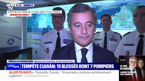 Tempête Ciarán: "Il y a 15 blessés dont 7 sapeurs-pompiers", affirme Gérald Darmanin 