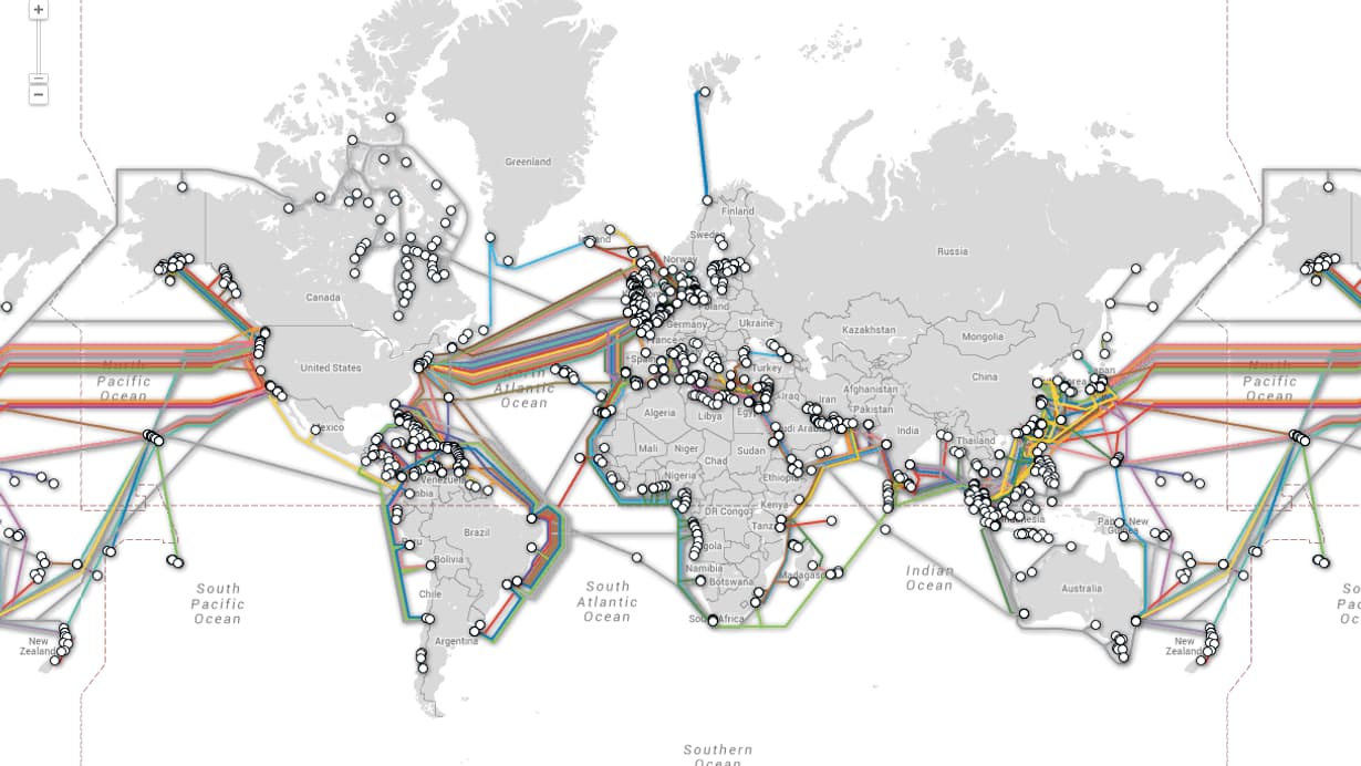 Carte des câbles sous-marins Carte des câbles sous-marins