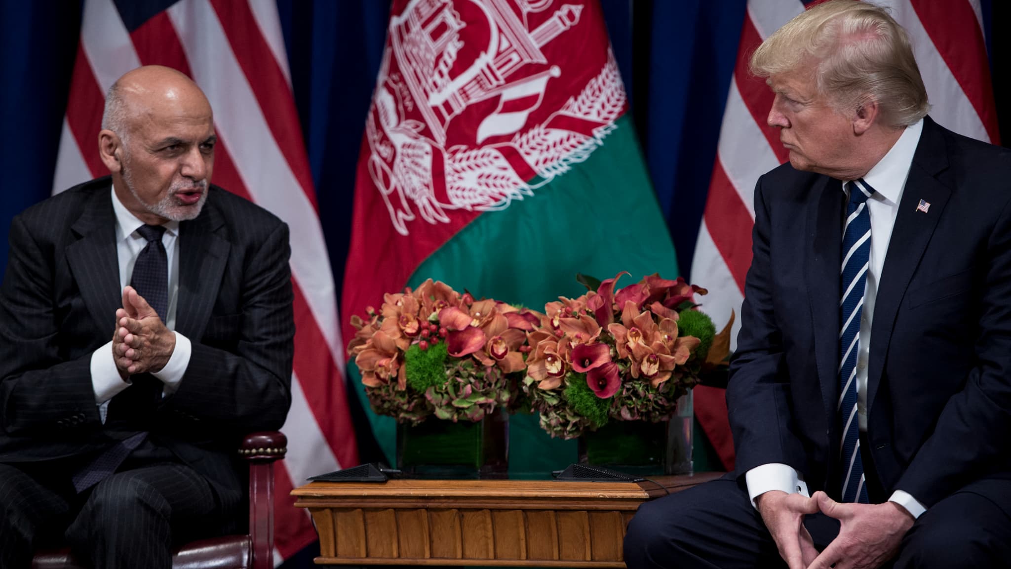 Donald Trump et l'ancien président afghan Ashraf Ghani, en 2017