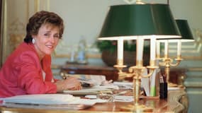 Edith Cresson le 18 mai 1991 dans son bureau à Matignon 