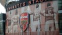 Vue partielle de l'Emirates Stadium, prise le 19 avril 2021, où joue le club 'Arsenal 