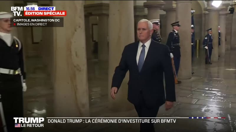 Investiture de Donald Trump: l'ancien vice-président Mike Pence arrive au Capitole