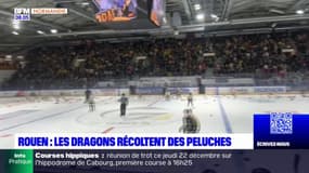 Hockey-sur-glace: les Dragons de Rouen récolent des peluches
