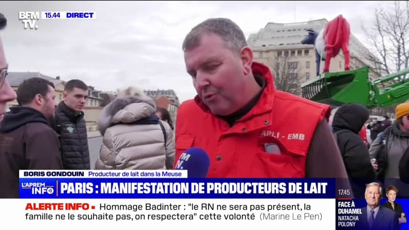 Colère des agriculteurs: des producteurs de lait manifestent à Paris