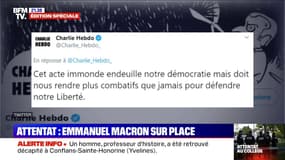 Le message de Charlie Hebdo après avoir appris l'assassinat d'un professeur à Conflans