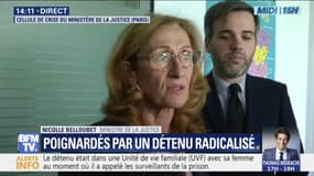 Surveillants poignardés: Nicole Belloubet affirme que "le caractère terroriste de cette attaque ne fait aucun doute"