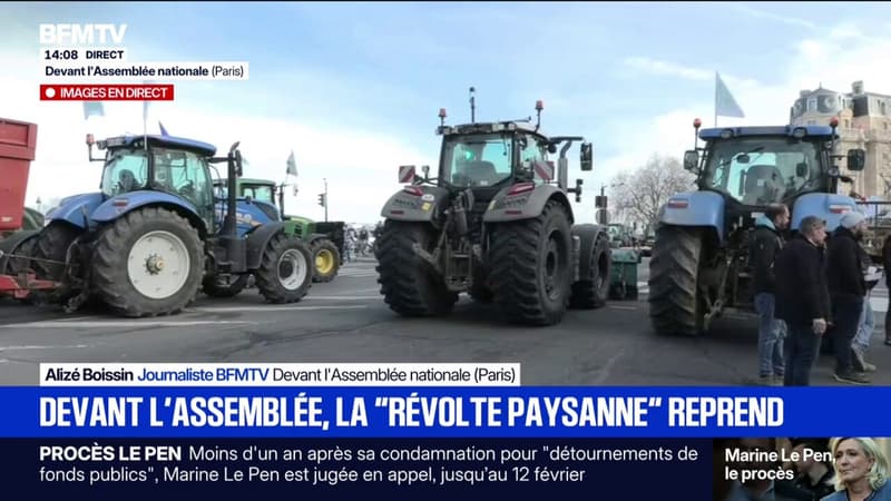 Devant l'Assemblée nationale, les agriculteurs continuent de mettre la pression sur le gouvernement