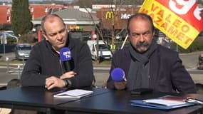 Laurent Berger (CFDT) et Philippe Martinez (CGT) le 16 février sur BFMTV.