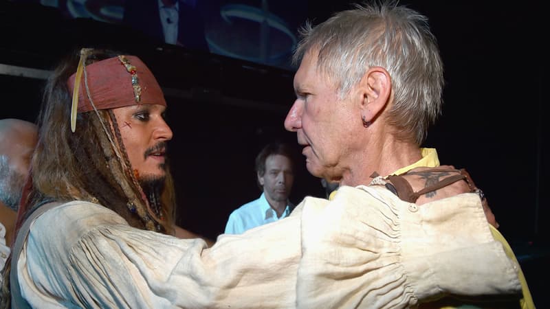 Johnny Depp et Harrison Ford lors de la D23 le 15 août 2015.