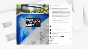 Un sticker "Zone anti-LGBT" affiché dans un quartier de Montpellier (Hérault) en 2023.