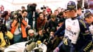 Richard Virenque face à la presse au moment de l'éclatement de l'affaire Festina, le 14 juillet 1998