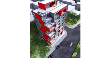 Cet immeuble est construit d'une drôle de manière.