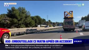 Des embouteillages ce mercredi matin sur l'A50 après un accident