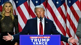 Donald Trump lors de son discours après l'annonce d'une partie des résultast de l'élection présidentielle américaine le 6 novembre 2024 à West Palm Beach en Floride 