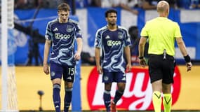 Youri Baas et Owen Wijndal lors du match OM-Ajax (4-0, Ligue des champions), le 30 septembre 2025
