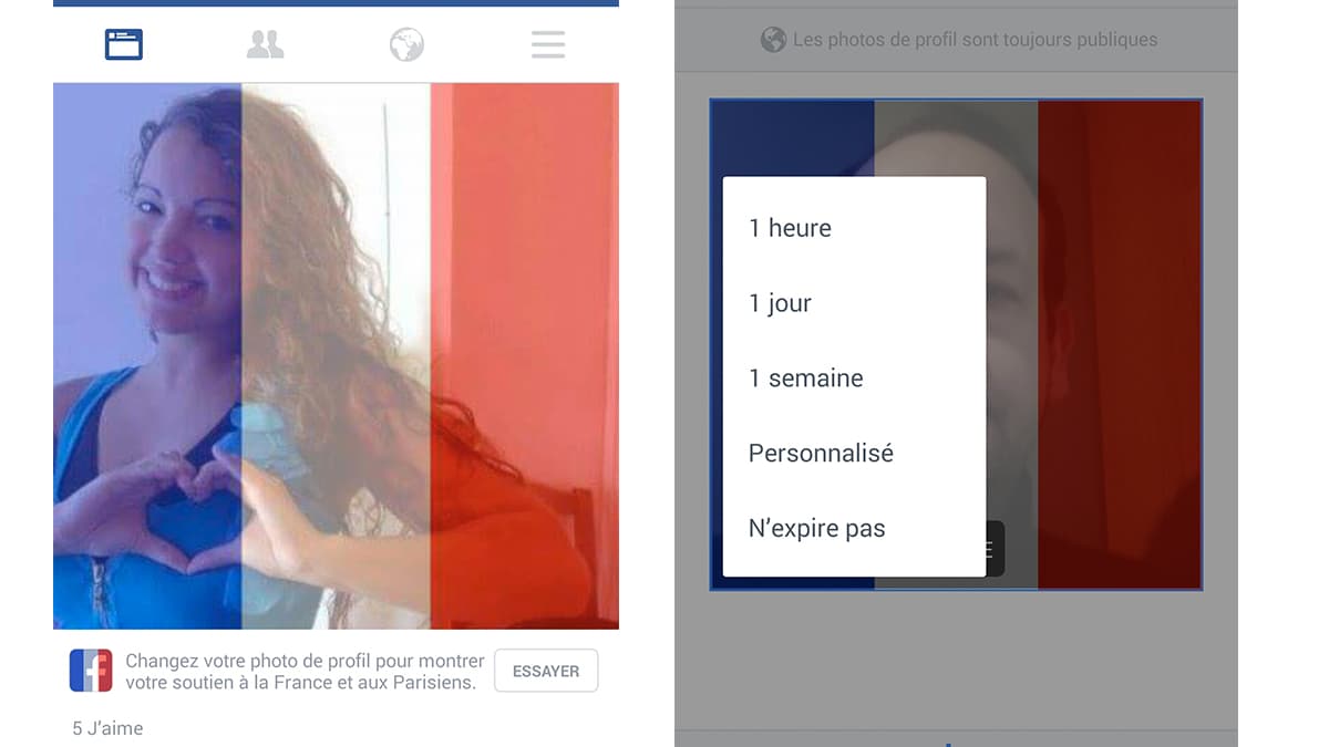 Captures d'écran de l'application Facebook