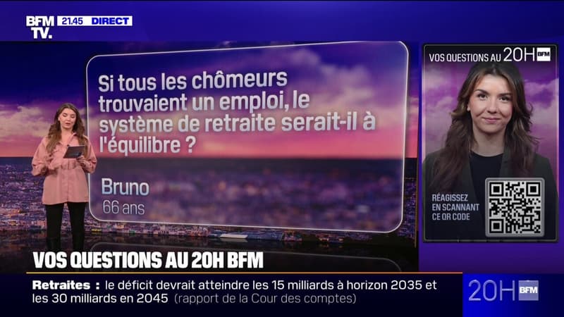 Si tous les chômeurs trouvaient un emploi, le système de retraite serait-il à l'équilibre? Vos questions au 20H BFM