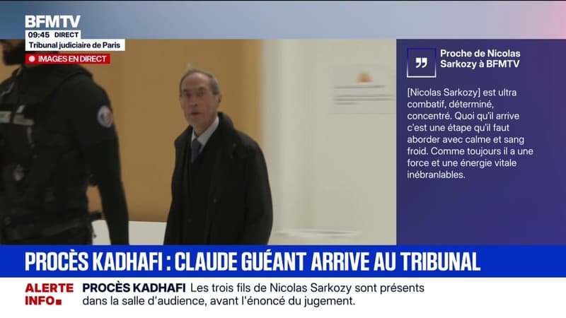 Procès Sarkozy-Kadhafi: l'arrivée de Claude Guéant au tribunal correctionnel de Paris