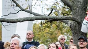 Manifestation contre une proposition de loi bannissant l'avortement à Varsovie en Pologne le 1er octobre 2016. - 