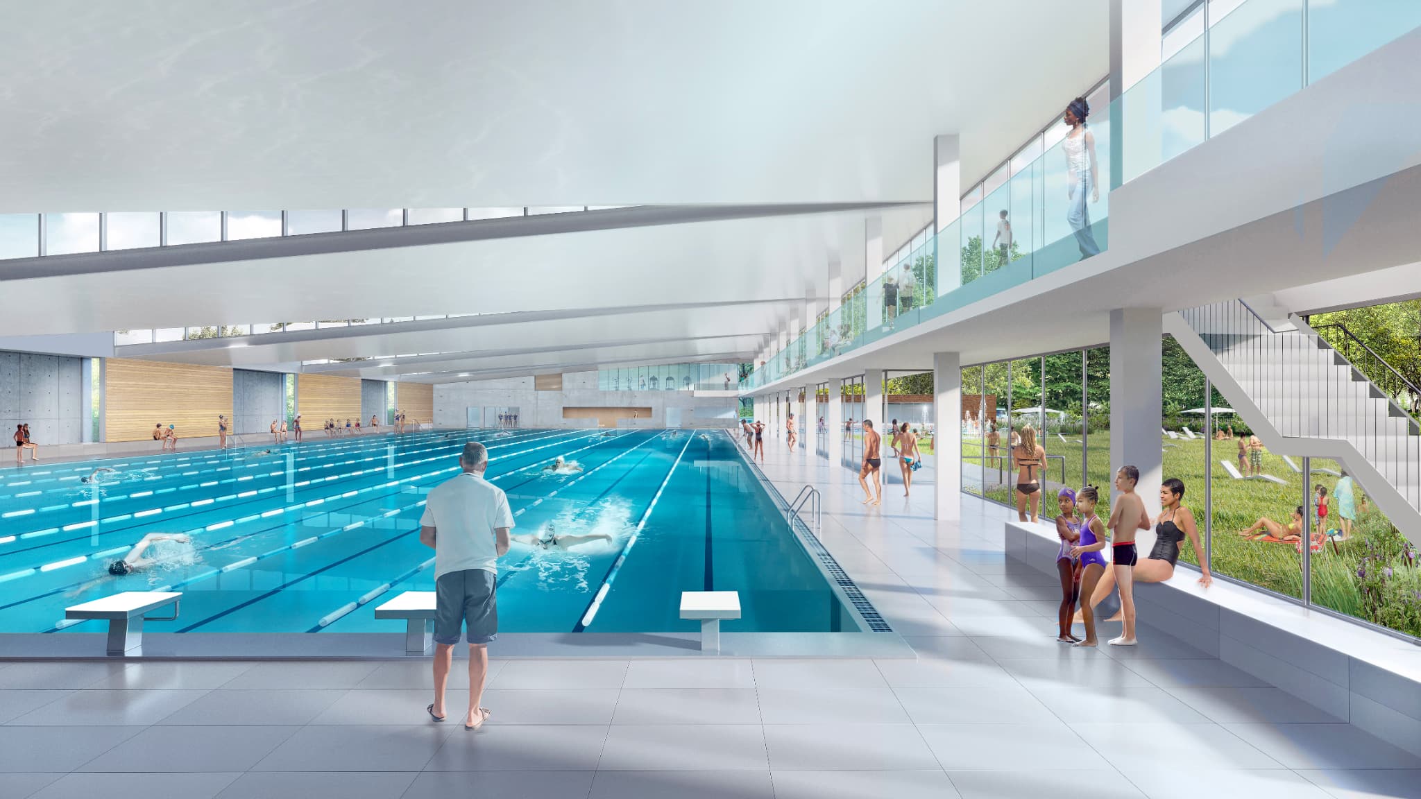 Visuel du futur centre aquatique de Sevran, qui récupèrera le bassin olympique de la Défense Arena.