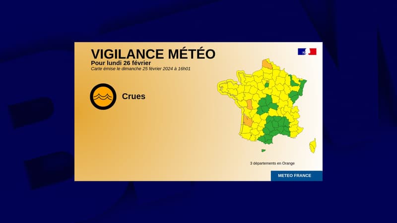 Crues: le Pas-de-Calais et la Gironde rejoignent les Deux-Sèvres en vigilance orange