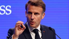 Emmanuel Macron devant le forum Shangri-La Dialogue à Singapour, ce 30 mai 2025. 