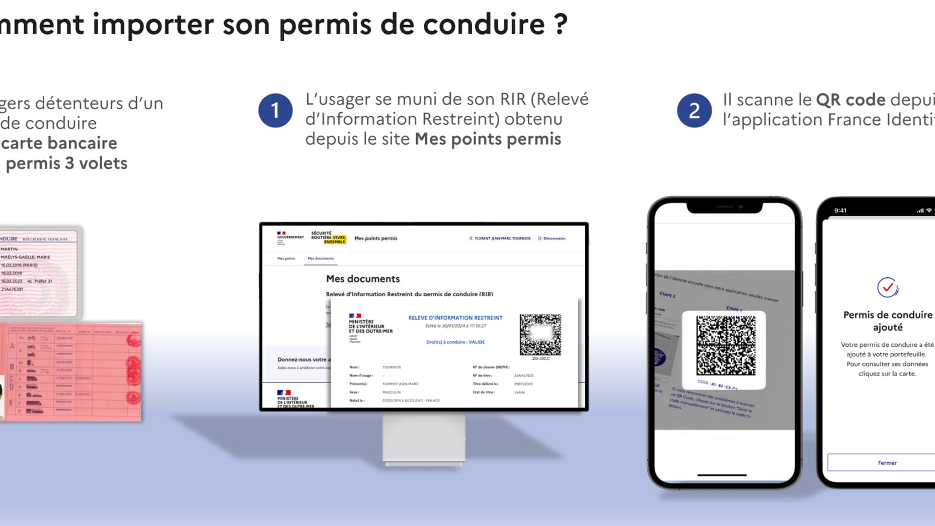 Importation de son permis de conduire dans l'application France Identité