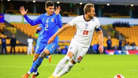 Harry Kane lors d'un match entre l'Angleterre et l'Italie en Ligue des nations, à Wolverhampton le 11 juin 2022