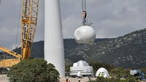 Le chantier de remplacement des éoliennes du parc Souleilla-Corbières, le 1er juin 2023 à Treilles.