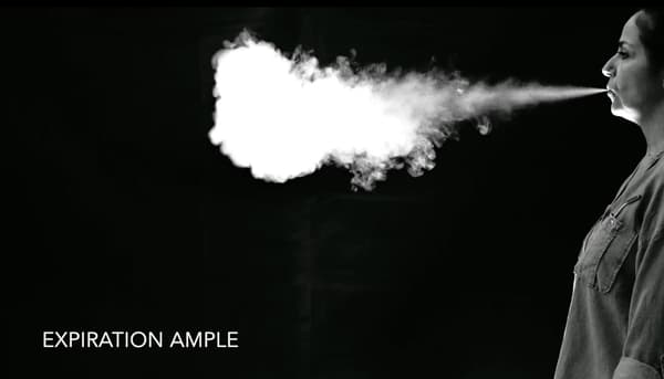 Extrait de la vidéo montrant la visualisation de l'écoulement d'air dans la production de voix et de parole Extrait de la vidéo montrant la visualisation de l'écoulement d'air dans la production de voix et de parole